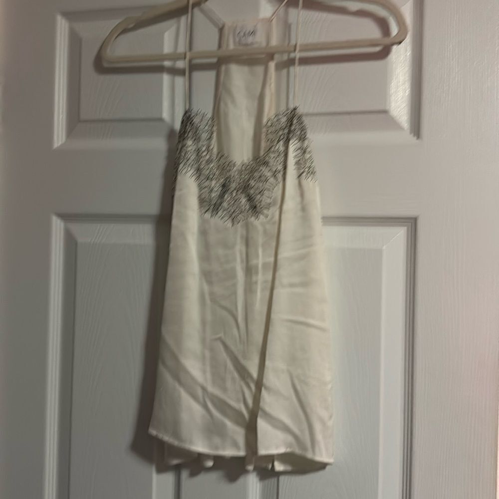 White Silk Black Lined Cami NYC Tank - Size Small - Like New - Tank